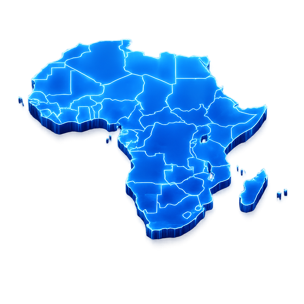 Carte 3D de l'Afrique avec frontieres des pays